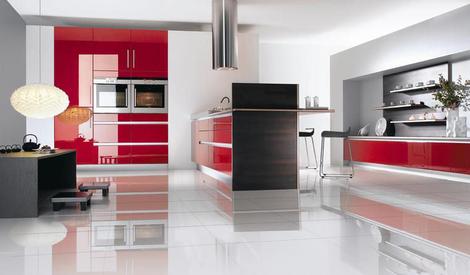 Красный в дизайне кухни