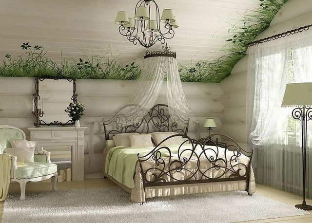 Дизайн спальни в стиле кантри